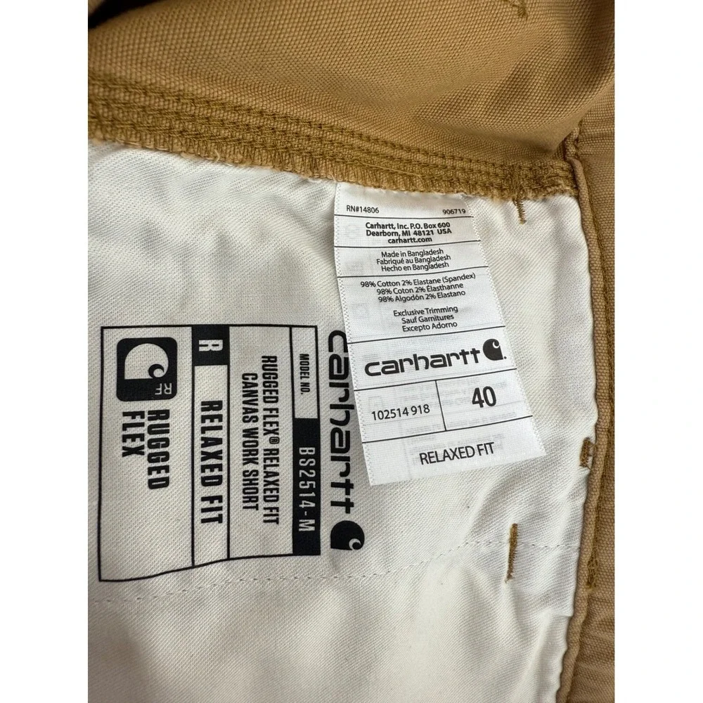 Carhartt Rugged Flex Relaxed Fit‎ Canvas Work Shorts Mens Size 40 BS2514-M NEW